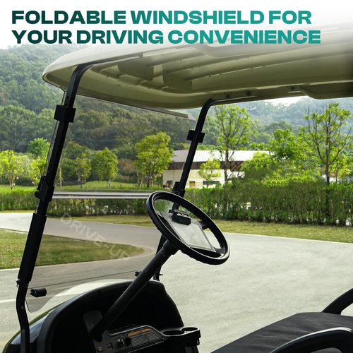 DRIVE UP Golf Cart Windshield, Club Car Windshield Compatible with Club Car Precedent, Onward, Tempo 2004-Up Electric and Gas Golf Carts, Tinted Foldable Windshield Impact Resistant and UV Protection