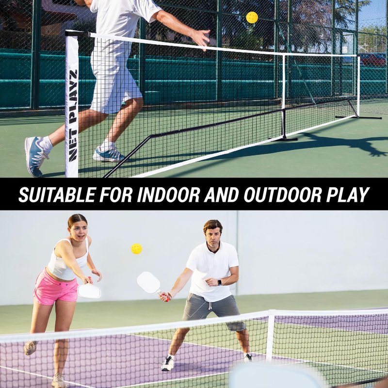 Pickleball Net, Portable Easy Setup 22ft Regulation Size for Outdoor Backyard Home Driveway | Steady Metal Frame Strong PE Net