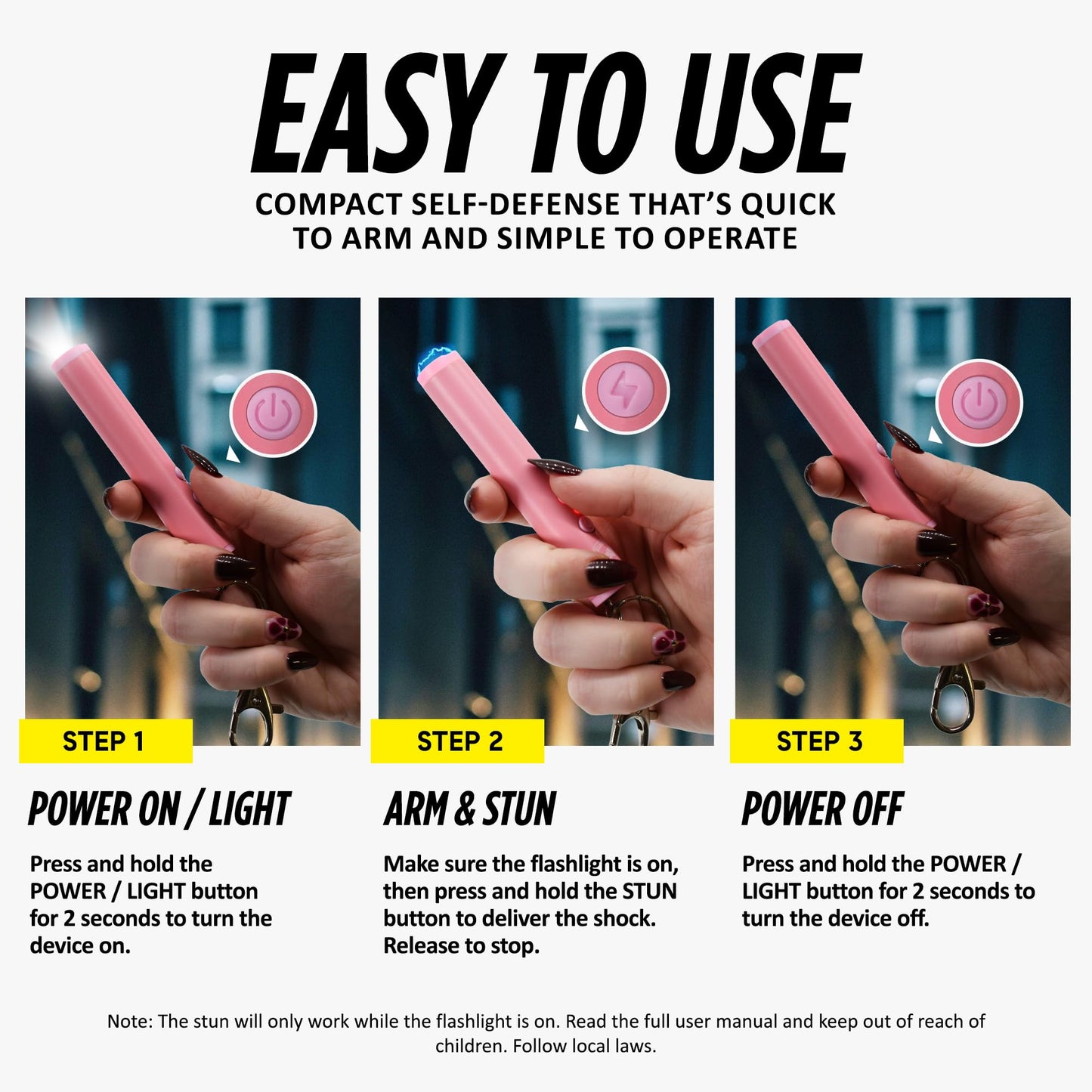 Mini Stun Gun for Self Defense, Smallest Stun Gun for Women, Keychain-Friendly, LED Flashlight, USB-C Rechargeable, Max Strength, Enlight Mini Stun Pen by Guard Dog Security