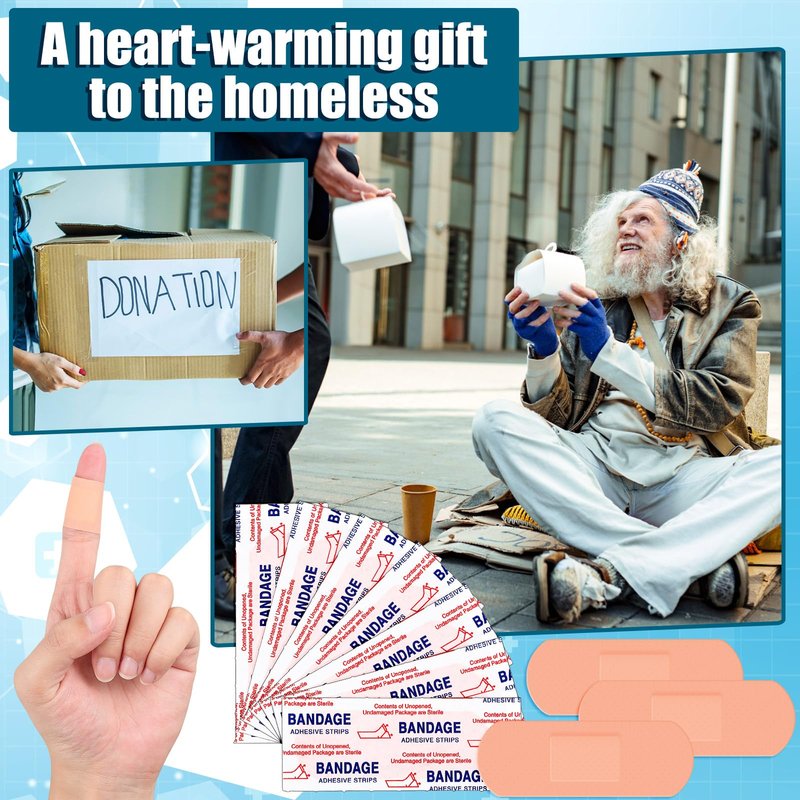 Timgle Adhesive Bandages Bulk Waterproof Adhesive Breathable Bandages for Sensitive Skin School Nurses Businesses Travel First Aid Kits Homeless Care Supplies Donations(1" X 3", 1000 Pcs)