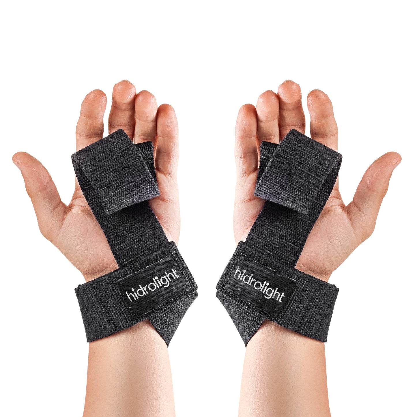 HIDROLIGHT - Basic Wrist Straps for Weightlifting - Gym Accessories, Workout Equipment, Wrist Brace, Wrist Wraps, Hand Bands for Dumbells & Bars - Adjustable Stripe, Non-Slip Grip - Black, One Size