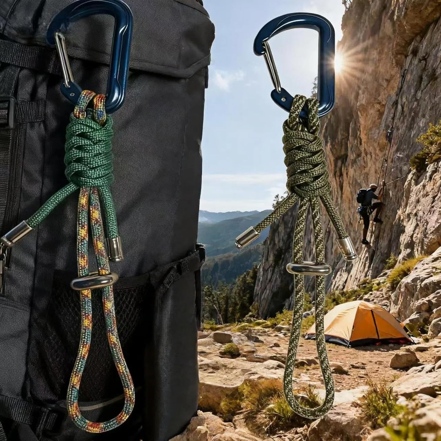 Skiennix 2-Pack Paracord Lanyard - Heavy-Duty Aluminum Carabiner Clips for Camping & Hiking
