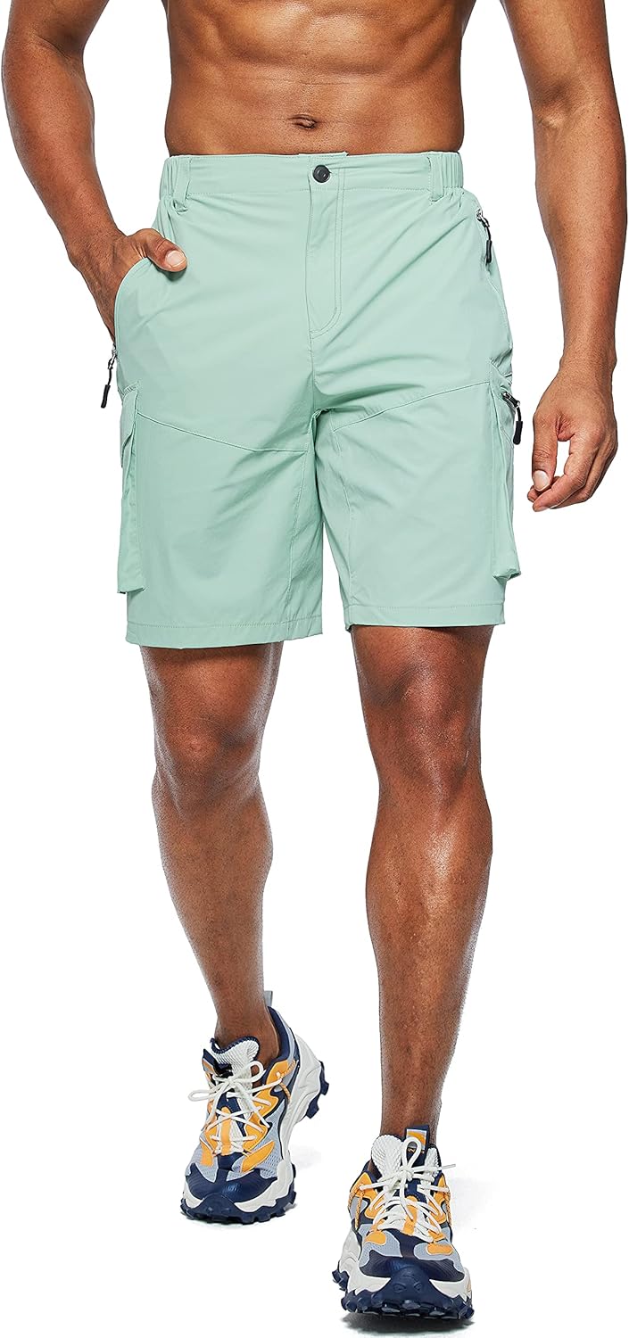 Pudolla Men's Hiking Cargo Shorts - Quick Dry Outdoor Travel Shorts with Multi Pockets | Perfect for Fishing & Camping
