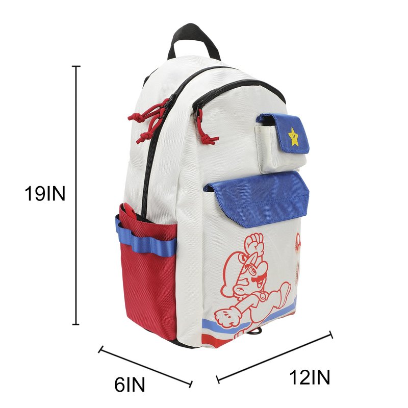 Bioworld Super Mario Bros Mario Jump Pose 19" White Backpack