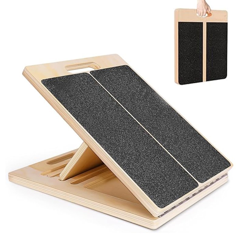 Slant Board for Calf Strecthing, Adjustable Incline Board for Knee and Ankle Heel, Portable Wooden, Calf Stretcher for Physical Therapy Equipment