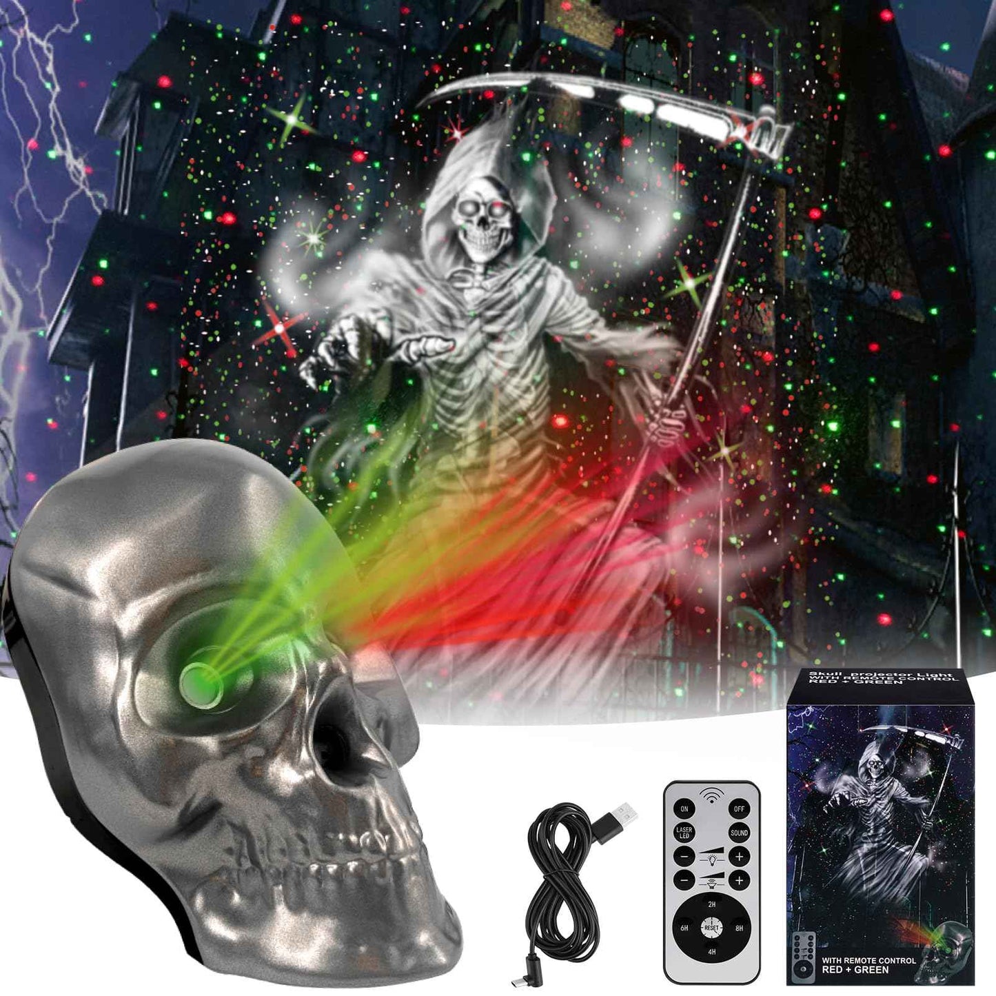 Halloween Projector - Reaper Projector Decorations Light with Timer,Remote Control, Hollween Lights for House, Garden, Yards, Scary Decorations