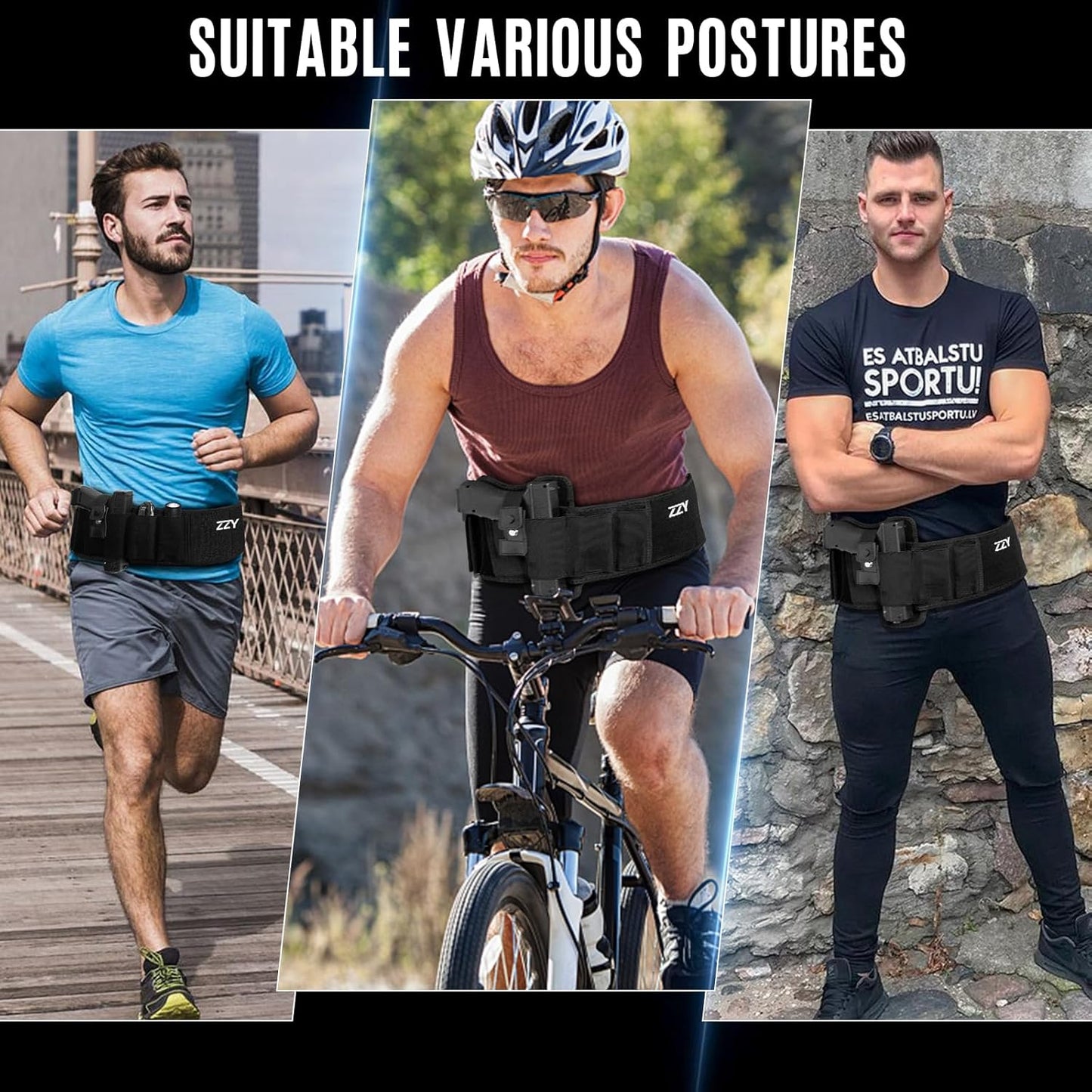ZZY Belly Band Holster - Concealed Carry Waist Holster for Pistols | Fits Glock, Sig P365, Taurus & More