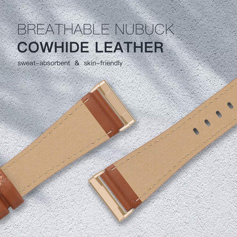 EDIMENS Leather Bands Compatible for Fitbit Versa 3 / Fitbit Versa 4 / Fitbit Sense for Women Men, Genuine Leather Bands Replacement Wristbands Straps Compatible with Versa 3 / Versa 4 / Sense
