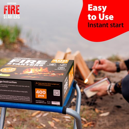 DIMTORI 400 pcs Fire Starter - Natural Fire Starters for Campfires, Fire Pit, Pizza Oven, Fireplace, Smoker, BBQ, Pellet Stove & Wood - Fire Starters for Grill, Charcoal Starter