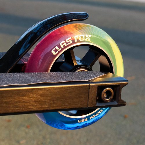 CLAS FOX Mixture Wheels 88A Pro Stunt Scooter Wheels One Pair with ABEC-9 Bearings CNC Metal Core (2pcs) (Red+Yellow+Blue, 100mm)