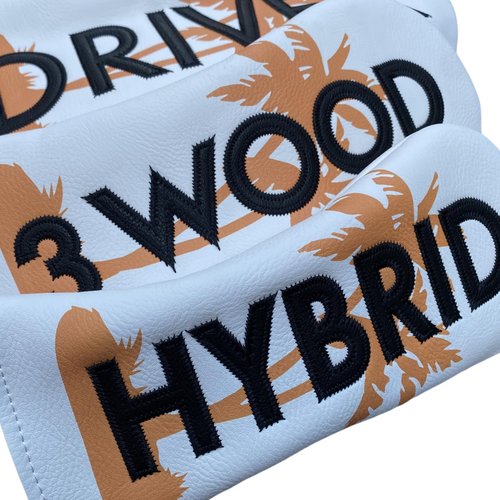1pc 3 Wood Cover Golf Club Head Covers for Fairway Woods, White with Palm Tree Style Golf 3 Wood Headcover Fits for All Brand Golf Club Accessories for Men Golfers