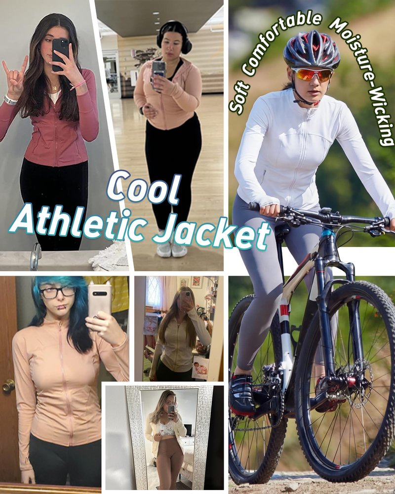 Locachy Women's Slim Fit Full Zip Athletic Running Sports Workout Jacket with Thumb Holes Style 02 Black M