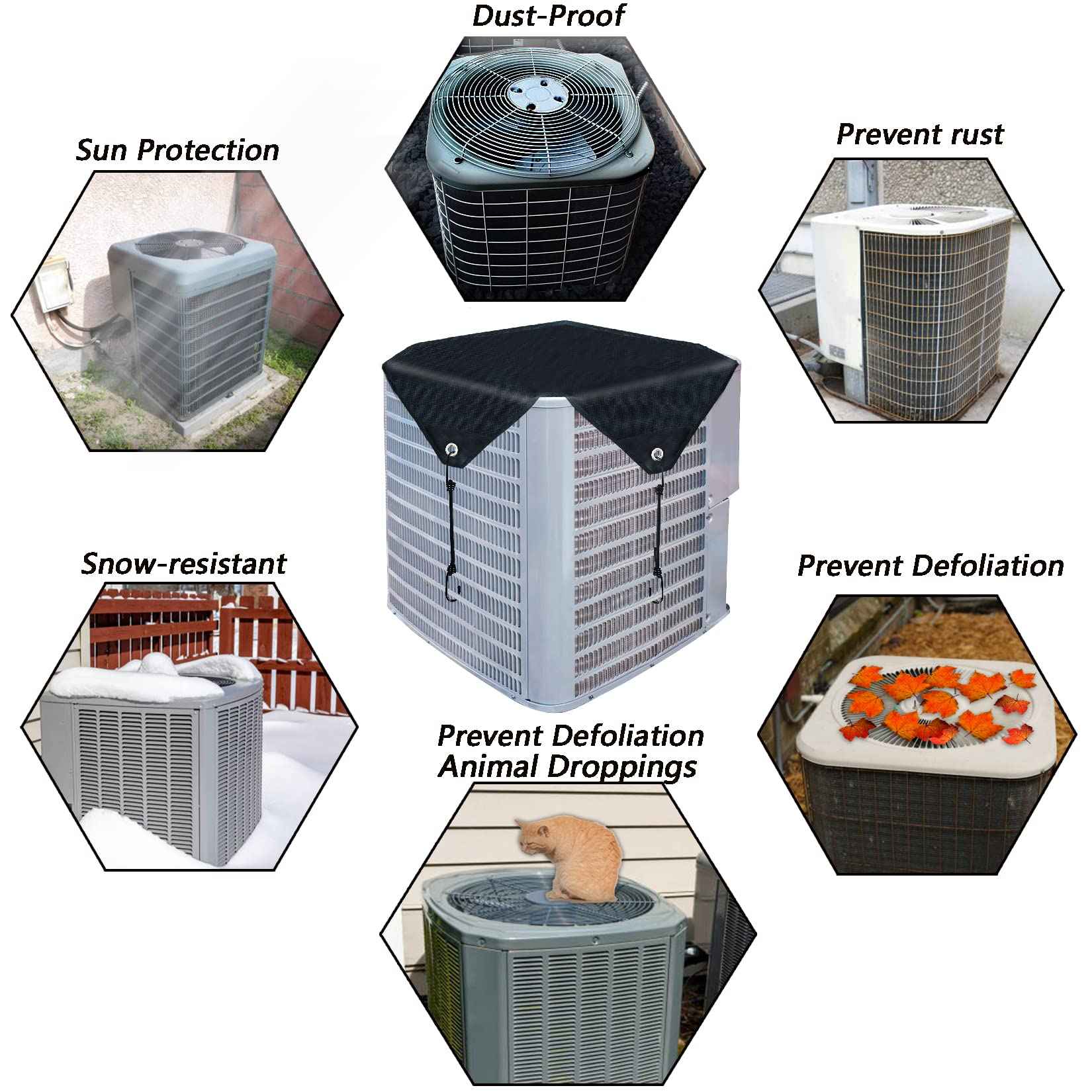 Air Conditioner Cover for Outside Units, Heavy Duty Central AC winter Cover Defender Outdoor Top Waterproof Snow-Resist (Black, 28 x 28 inch)