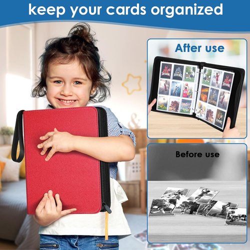900 Pockets Card Binder - Durable Trading Card Holder Album for Sports & Game Cards | Red