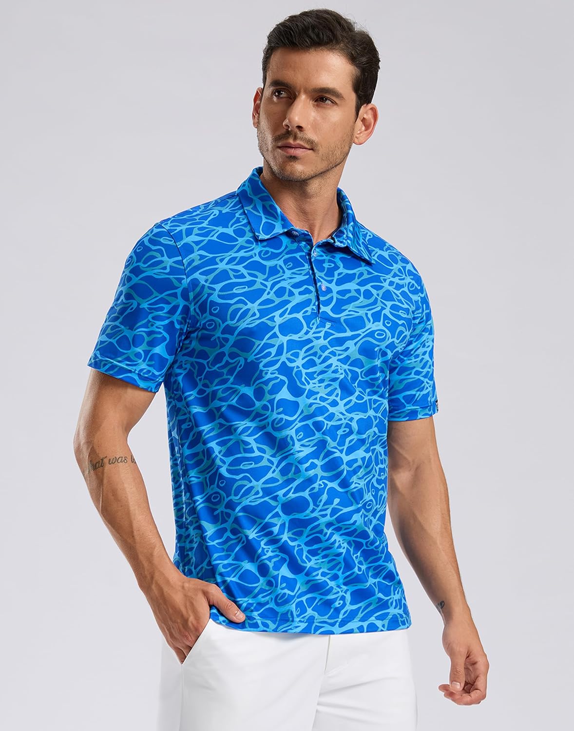 Skiennix Men's Golf Shirt - Short Sleeve Moisture-Wicking Polo | Casual Lightweight Print Design