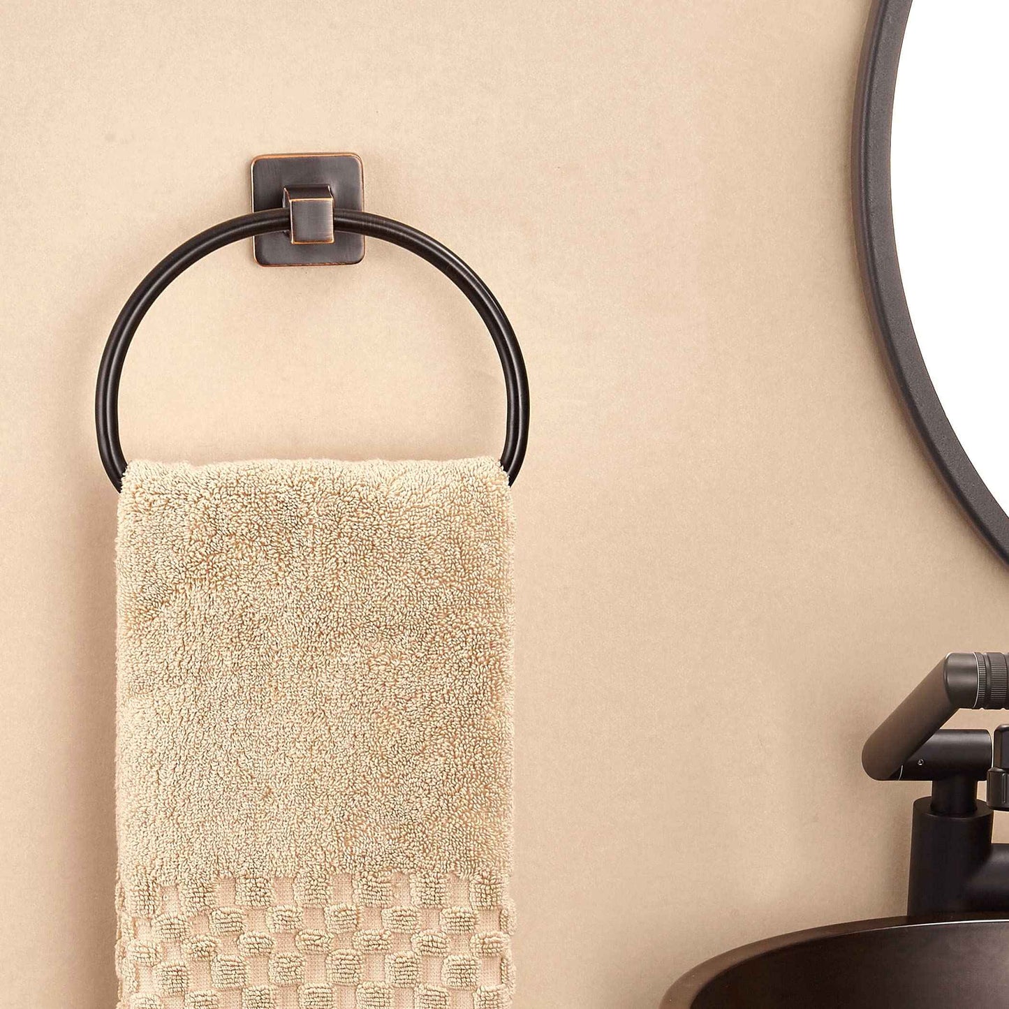 WOLIBEER Bronze Towel Ring,Bathroom Hand Towel Holder Wall Mount,Oil Rubbed Towel Rack Rustic Towel Hanger ORB Farmhouse Bathroom Accessories