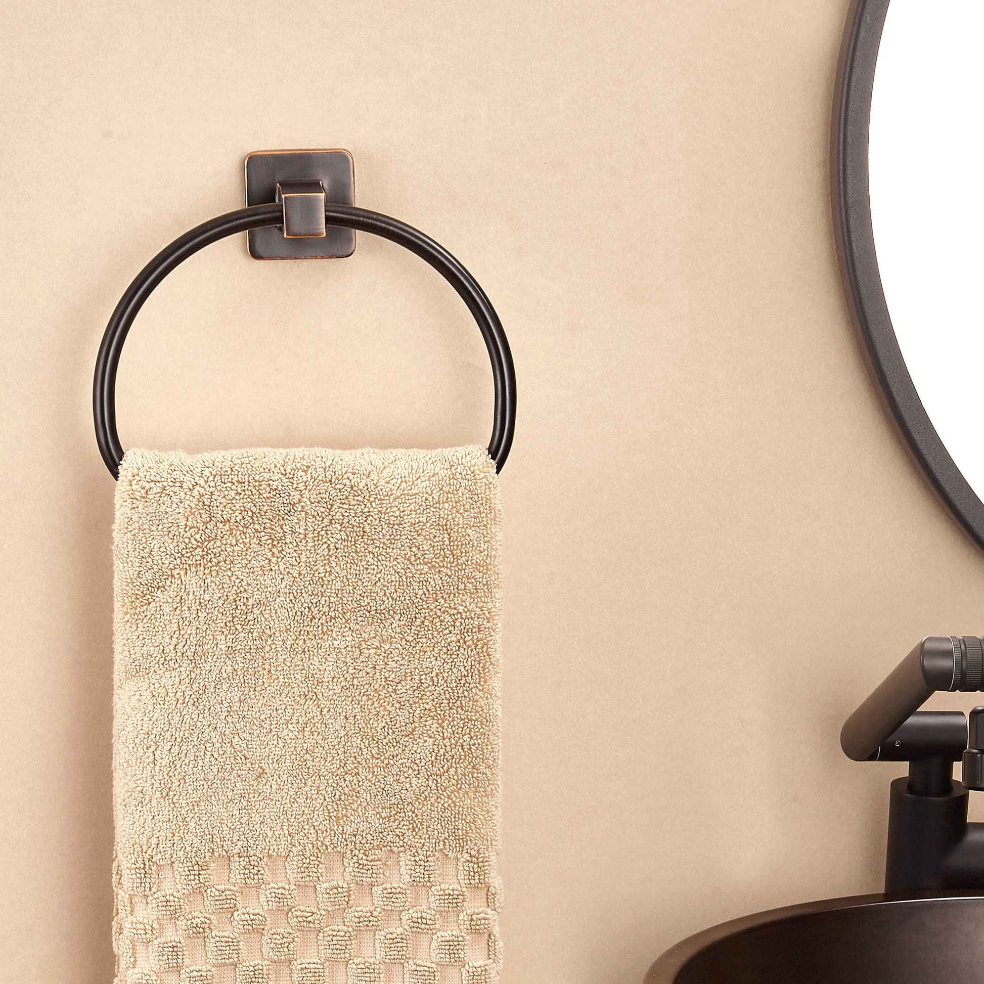 WOLIBEER Bronze Towel Ring,Bathroom Hand Towel Holder Wall Mount,Oil Rubbed Towel Rack Rustic Towel Hanger ORB Farmhouse Bathroom Accessories