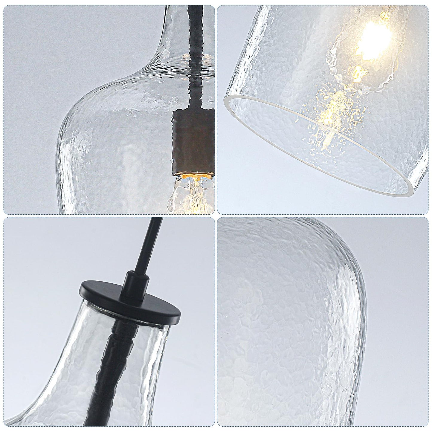 9.3" Blown Glass Pendant Lighting for Kitchen Island,Black Large Pendant Light Fixture with blown Thickened Glass,1 Light Farmhouse Hanging Light for Hallway,Bedroom, Living Room Tall 14 inch