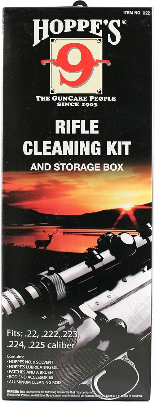 Hoppe's No. 9 Cleaning Kit - Aluminum Rod for Universal .22-.225 Caliber Rifle/Pistol