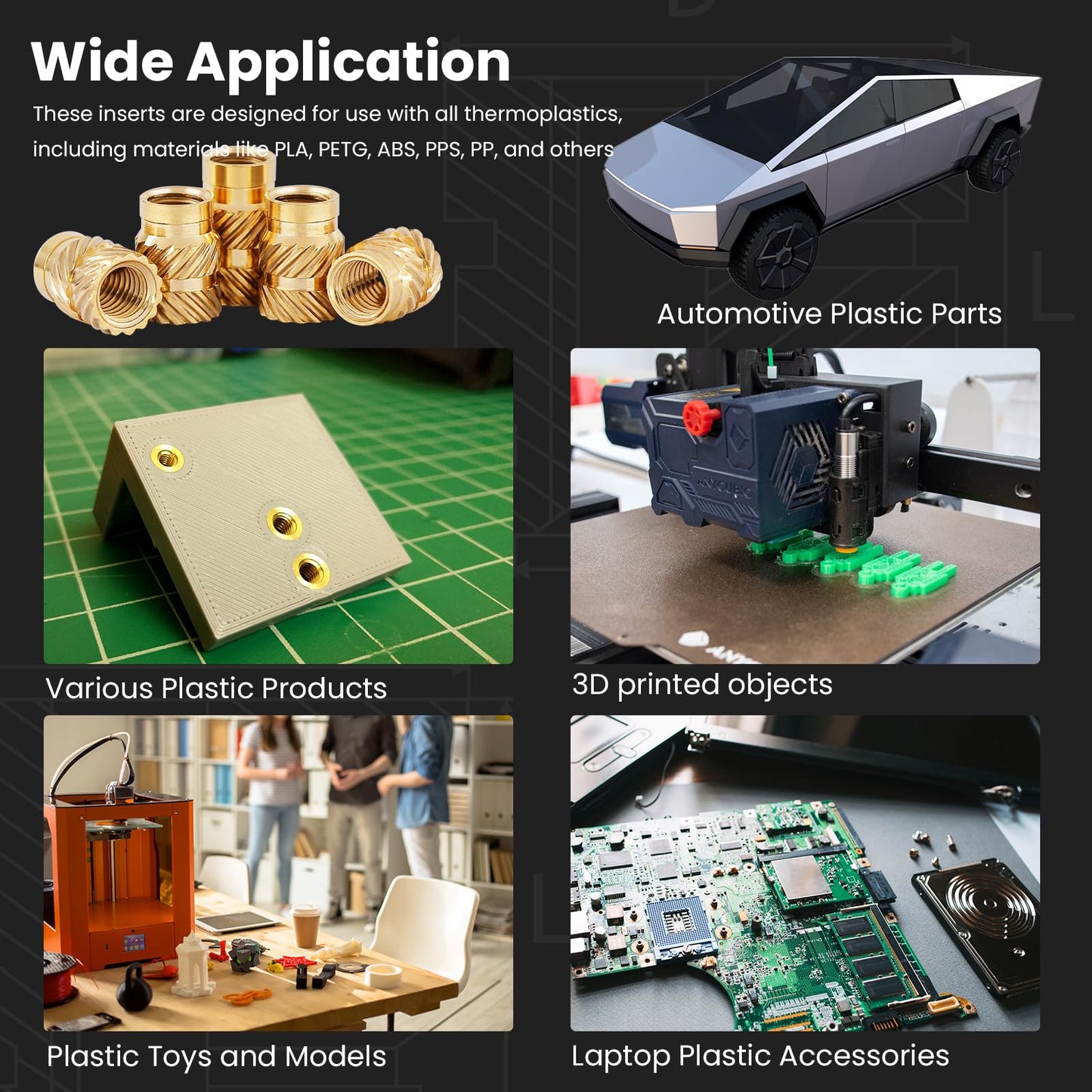 ZWMSSLL 1/4"-20 Heat Set Threaded Inserts,30 Pieces 1/4"-20x6x8 Heat Set Insert for 3D Printing Components and Plastic Parts,Brass Knurled Nuts