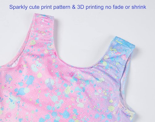 Domusgo Gymnastics Leotards for Girls - Sparkly One-Piece Kids Unitard with Shorts