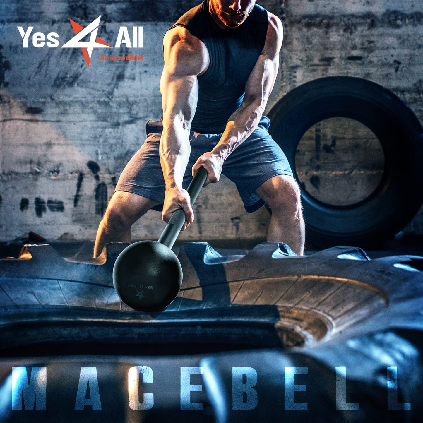 Yes4All Steel Mace Bell - Versatile Strength Training Tool for Full Body Workouts | 5-30 LB Options