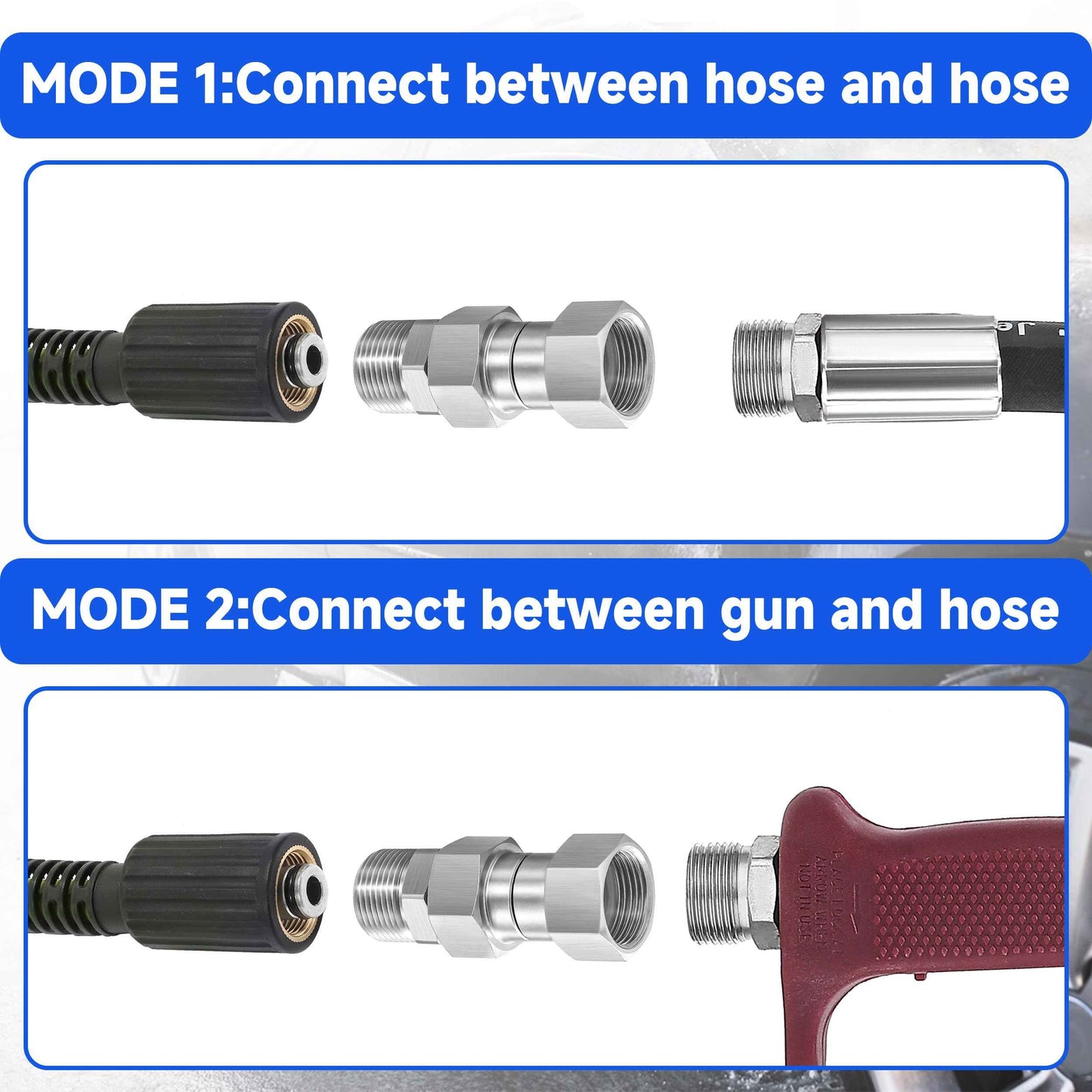 M MINGLE Pressure Washer Swivel Fitting, Metric M22 14mm Thread, Stainless Steel, 4500 PSI, 2 Pcs