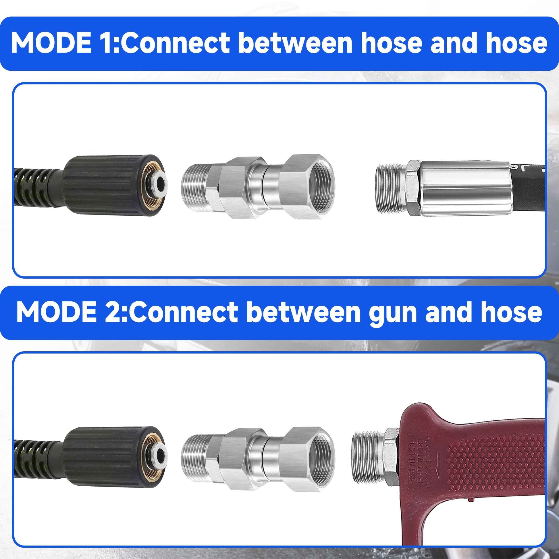 M MINGLE Pressure Washer Swivel Fitting, Metric M22 14mm Thread, Stainless Steel, 4500 PSI, 2 Pcs