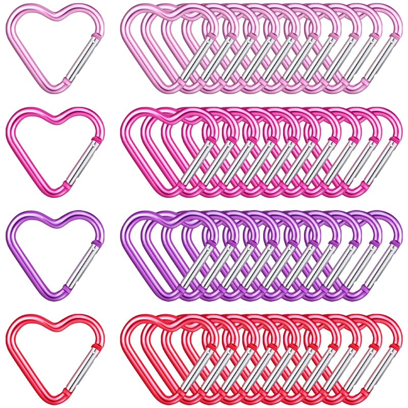 Shimeyao 40 Pcs Heart Keychain Clips Bulk, Aluminum Alloy Snap Heart Shaped Carabiner for Backpack Outdoor Camping Hammock Traveling