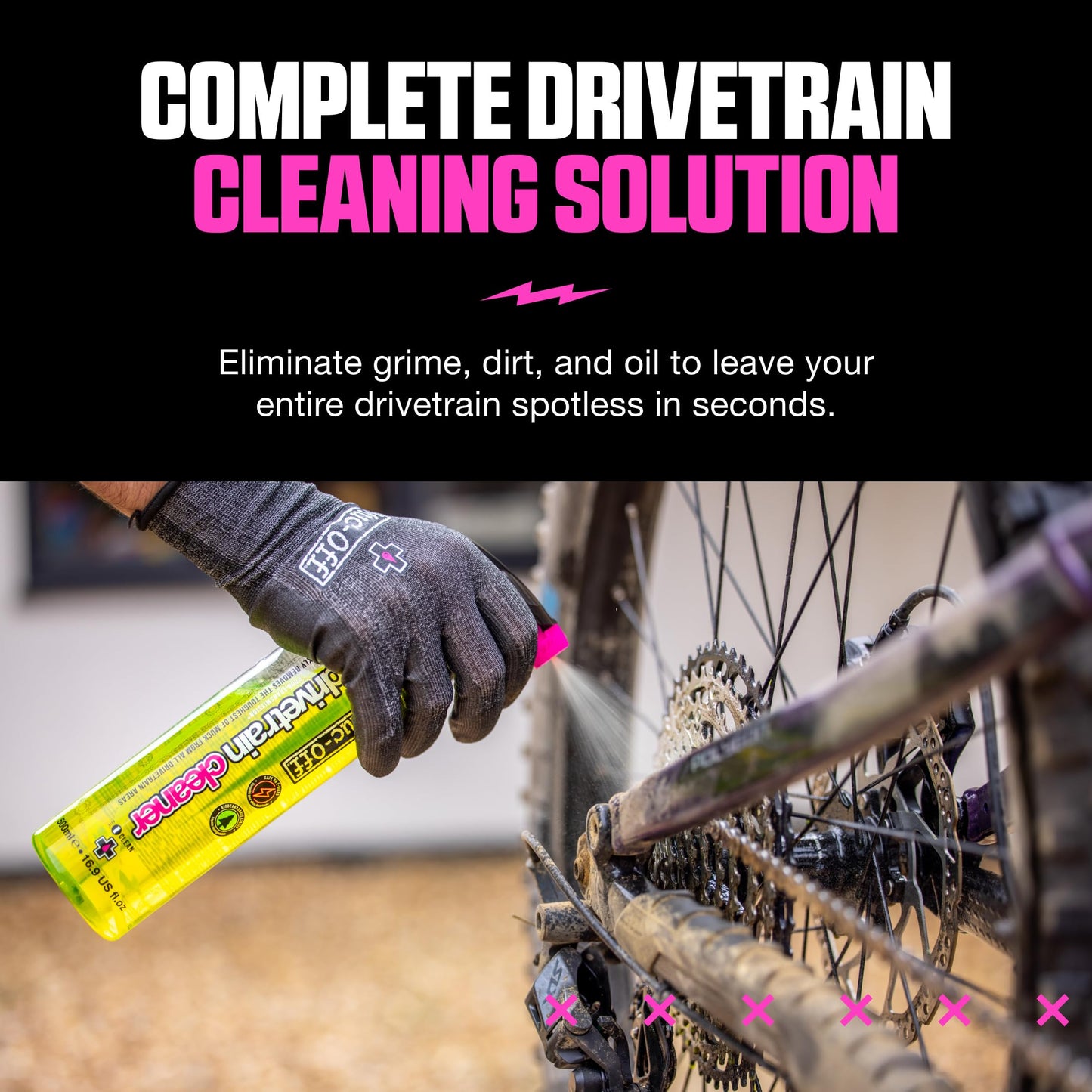 Muc-Off Drivetrain Cleaner, 25.3 fl oz - Effective Bike Chain Cleaner and Bike Chain Degreaser Spray - Bike Cleaner for MTB/Gravel/Road/BMX