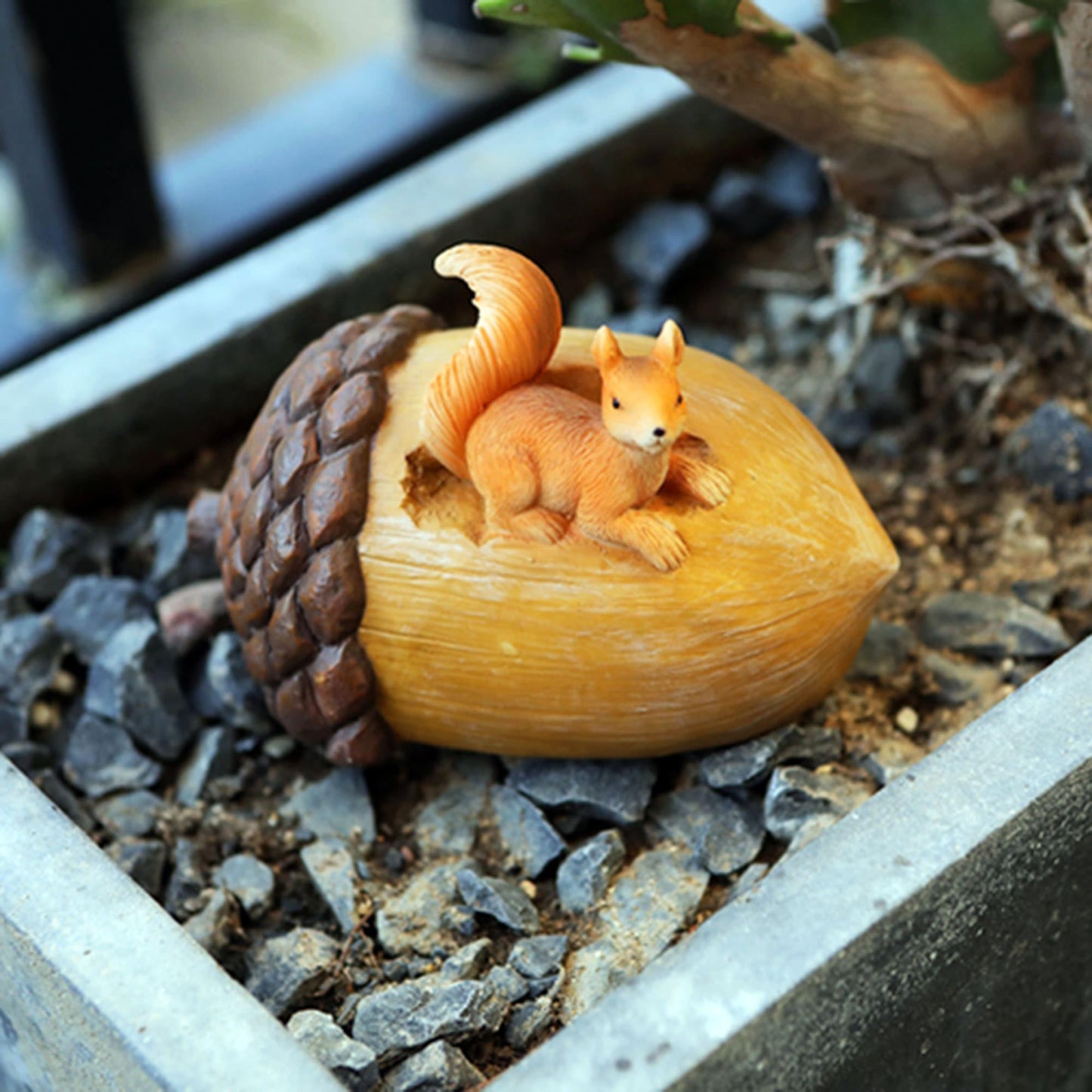niwhydi Key Hiders Outside Acorn Squirrel Figurine Hide A Key Outdoor House Spare Keys Lockbox Containers Secret Decorative Compartment Safe Storage Box for Yard Garden Geocaching Indoor