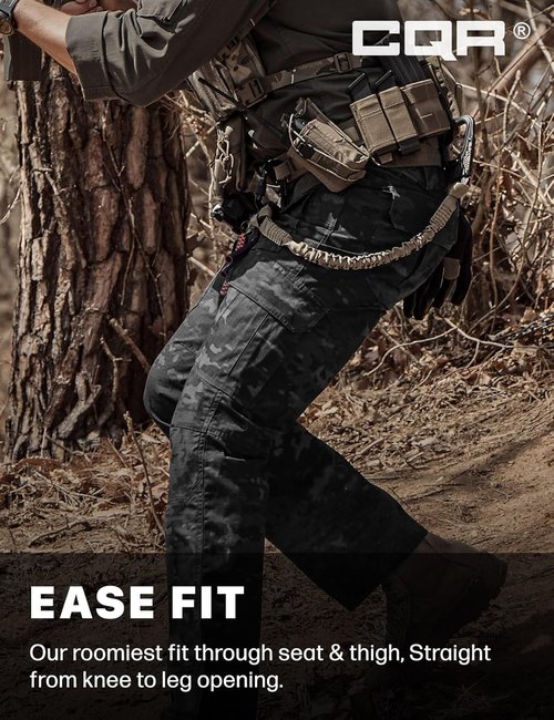 CQR Men's Tactical Pants - Lightweight Water-Resistant Ripstop Cargo for Hiking & Work | Outdoor Apparel