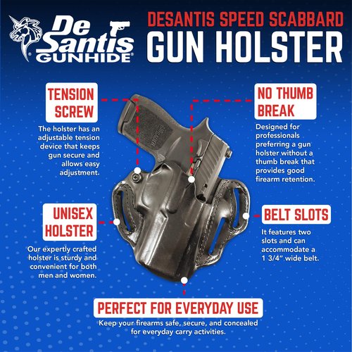 Desantis Speed Scabbard Holster - OWB Leather Pistol Holster, Compatible with SIG P320 & P250 Compact/Carry, with or Without ROMEO1 Reflex Sight - SIG P320 XCOMPACT - Right Hand Draw, Black