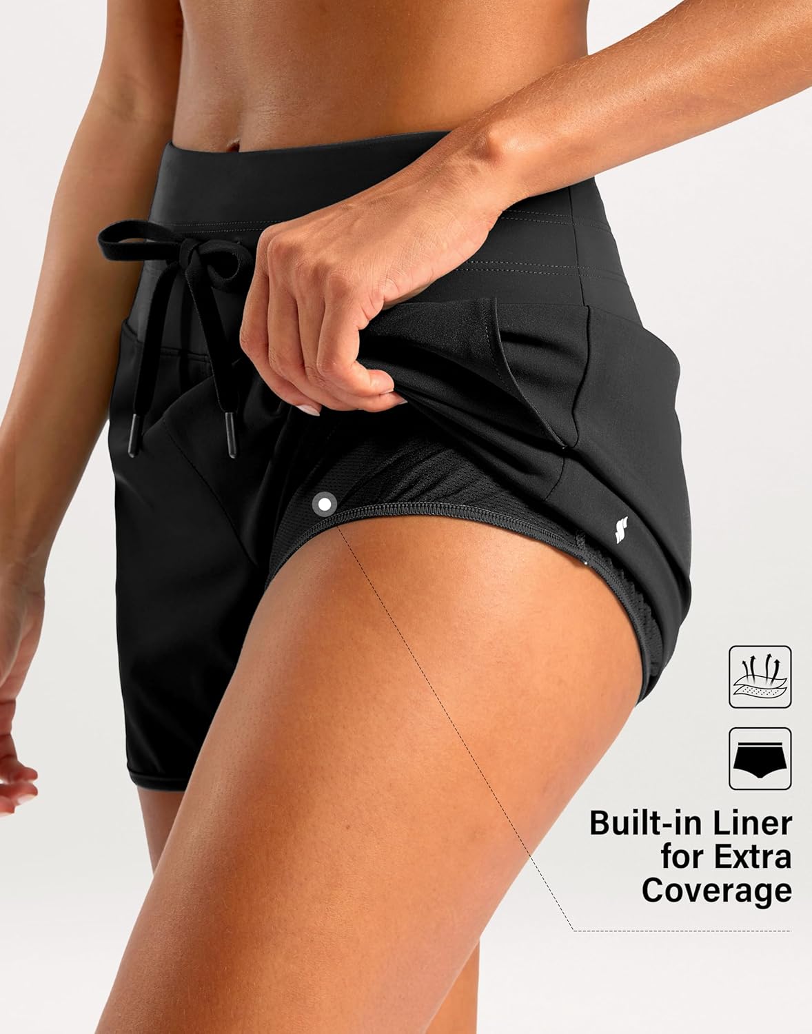 Soothfeel Women's Athletic Running Shorts - Quick Dry Gym Shorts with Zipper Pocket | 3" Liner