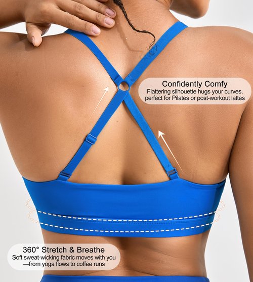 ULTREAGLE Padded Sports Bras for Women - Strappy Sports Bra Workout Tops for Women Twist Front Gym Tops