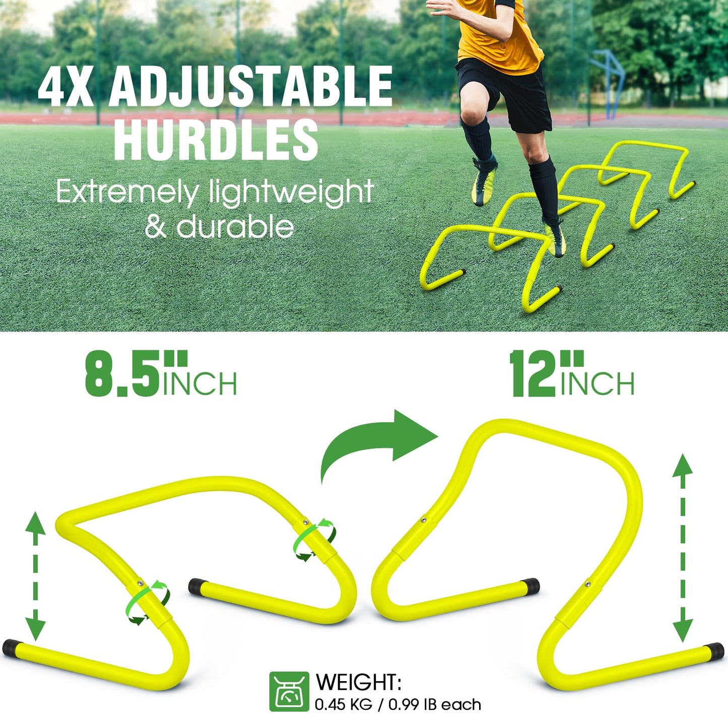 X-UMEUS Agility Ladder Speed Training Equipment Set-20ft Agility Ladder,12 Soccer Cones,4 Hurdles, Jump Rope, Running Parachute| Basketball Football Soccer Training Equipment for Kids Youth Adults