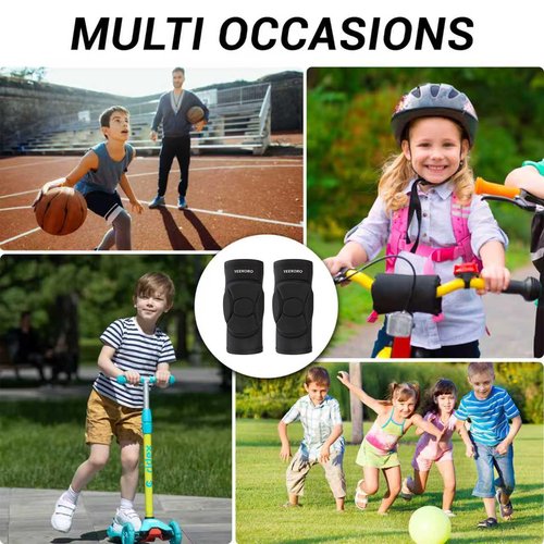 YEEKORO Kids/Youth Knee Pads Elbow Pads Compression Support Sleeve with Thickened Pads Knee Elbow Protective Gear Sports Knee Elbow Protector for Basketball Wrestling Football Volleyball Snowboarding