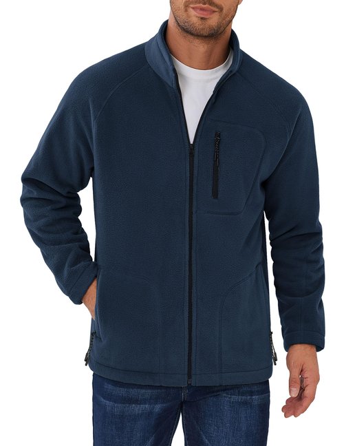 COOFANDY Mens Fleece Jacket Full Zip Lightweight Long Sleeve Zip Up Jackets Warm Winter Outdoor Outerwear Coat with Pockets
