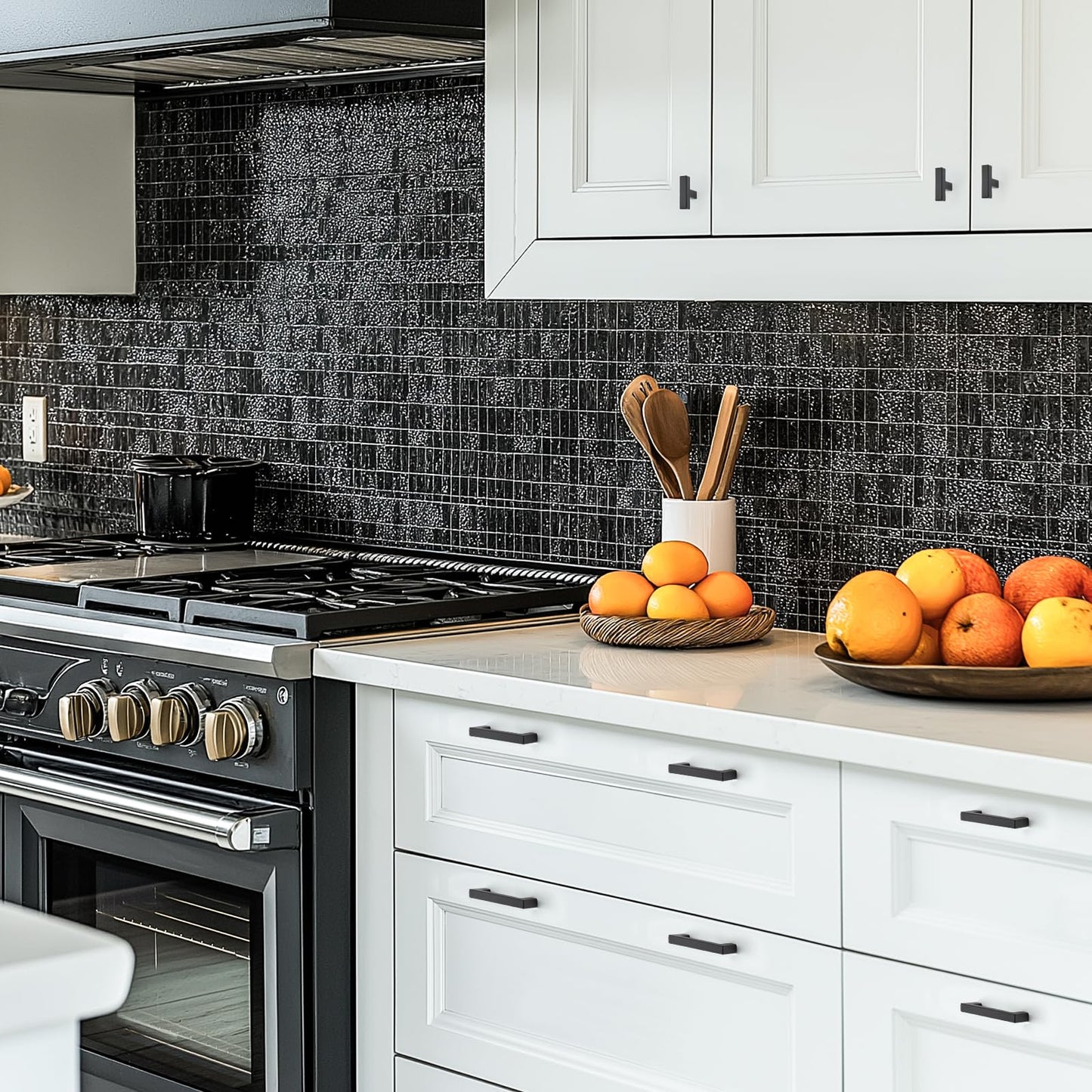 JOY DECOR 4 Pack Cabinet Knobs, Black Cabinet Handles, 2 Inch Kitchen Knobs, Single Hole Drawer Hardware for Dresser Drawers