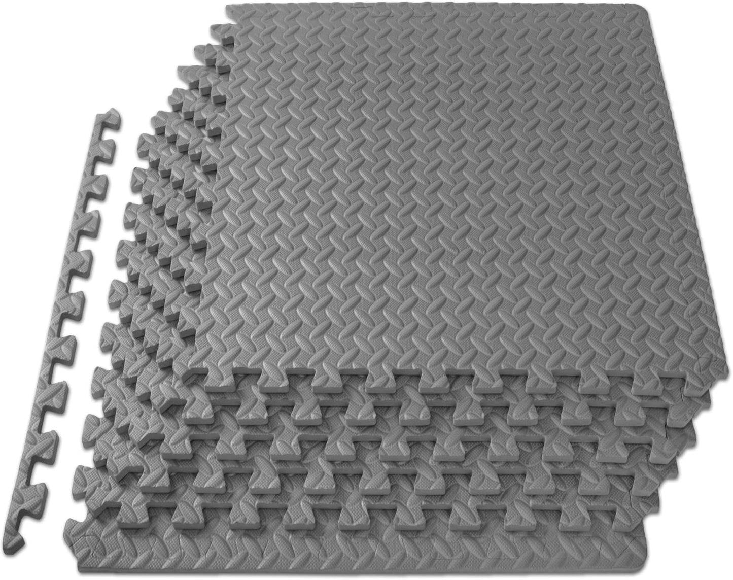 ProsourceFit Puzzle Exercise Mat - EVA Interlocking Foam Tiles for Home Gym | Grey, 24" x 24" x ½" - 6 Tiles