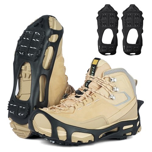 Ice Cleats Snow Traction Cleats for Shoes and Boots Anti Slip Ice Grippers Crampons for Hiking Boots Women Men Rubber Overshoe Slip-on Stretch Footwear, L