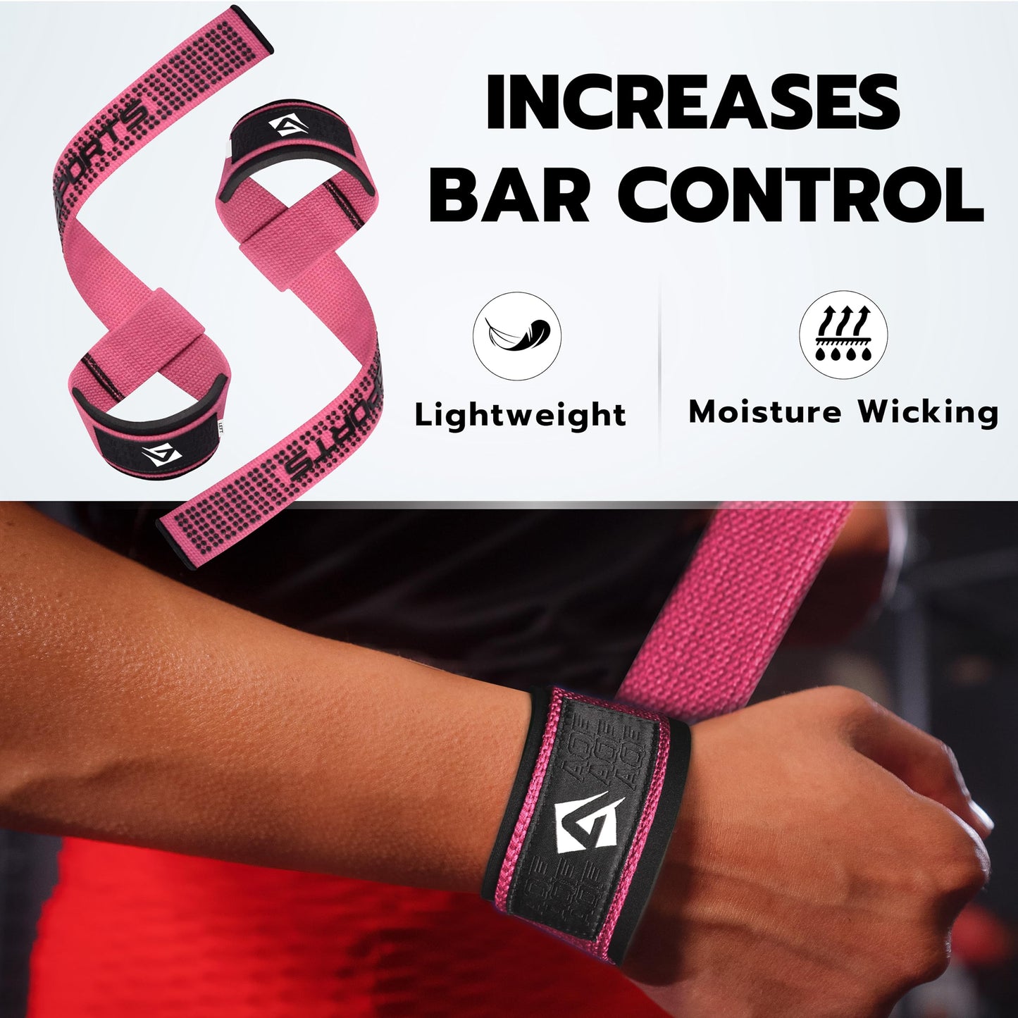AQF Weight Lifting Straps, Padded Cotton Gym Wrist Straps for Deadlifts