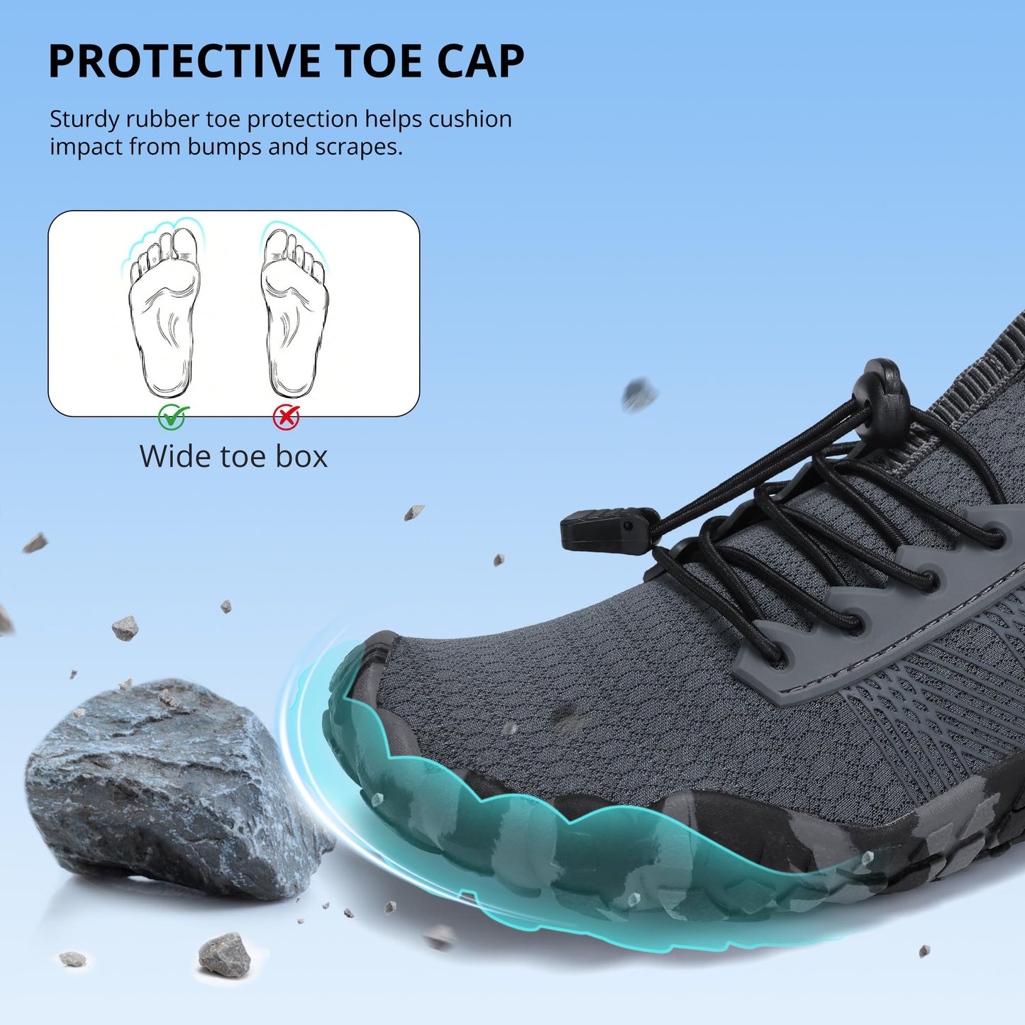 Stelle Womens Water Shoes for Men Adult Quick-Dry Aqua Shoes Barefoot Non Slip for Beach Swim River Pool Boating Fishing Hiking Kayaking(Charcoal,11MW)