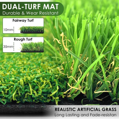 BROTOU Golf Hitting Mat for Swing Detection, Path Feedback Golf Practice Mat, Premium Dual-Turf Training Mat, Golf Impact Mat for Indoor, Golf Accessories for Men Women