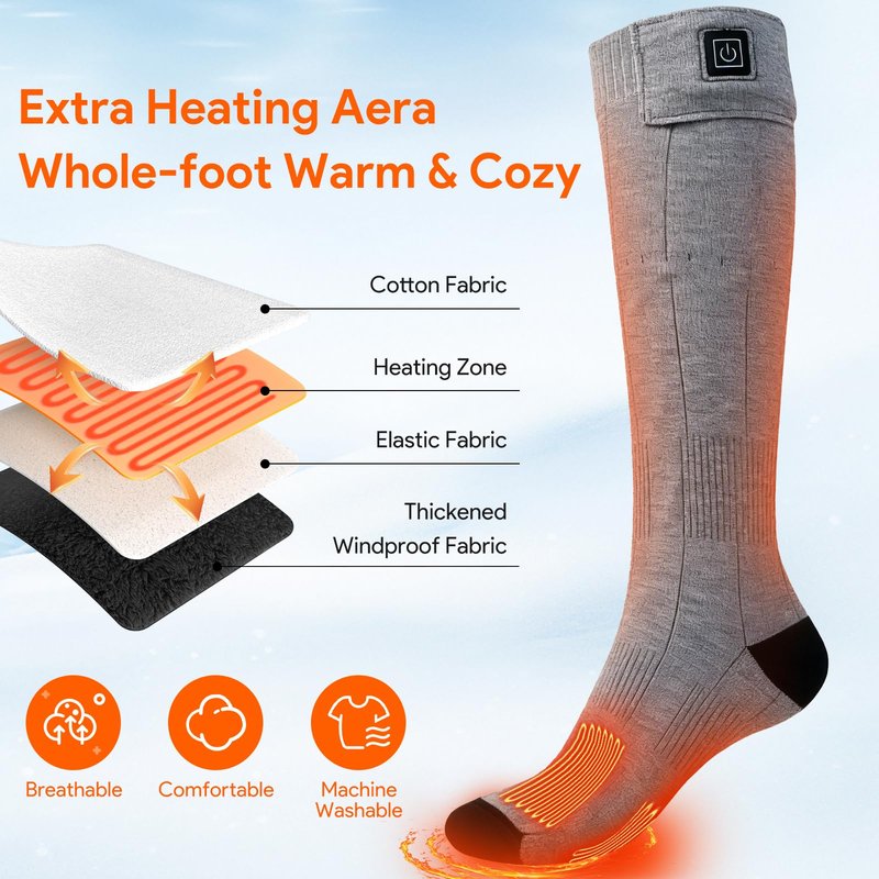Minthouz Heated Socks, APP Control, 7.4V 5000mAh Rechargeable Battery Powered Smart Foot Warmers Thermal Socks for Men Women, Washable for Winter Fishing Cycling Skiing Skating Hiking Camping
