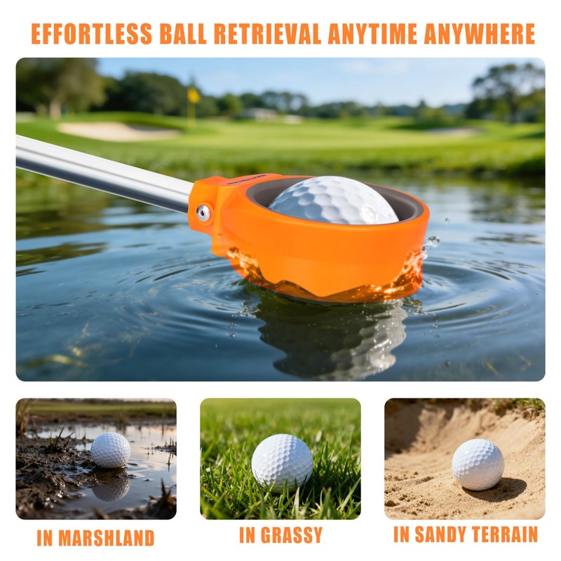 GEAVOUED Golf Ball Retriever 9Ft/12Ft/14.5Ft/16.3Ft/20Ft Golf Ball Retriever Telescopic，Professional Stainless Steel Ball Retriever Tool Golf