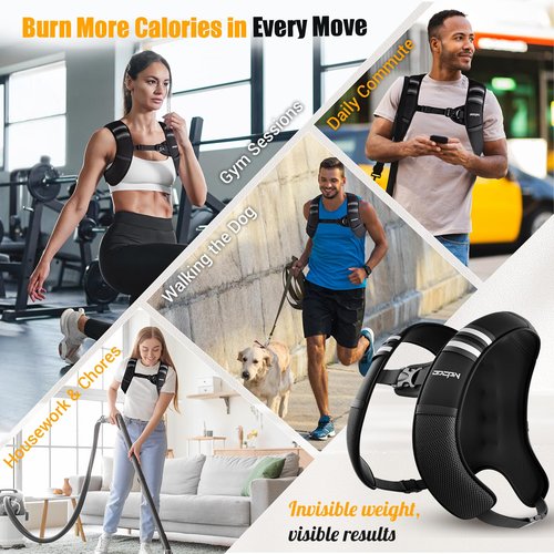 Weighted Vest for Women & Men, 10lb Ultra Thin Soft Iron Weighted Vest with Reflective Strips & Adjustable Buckle Straps, Slim Weight Vest for Walking, Running, Strength Training & Weight Loss Workout
