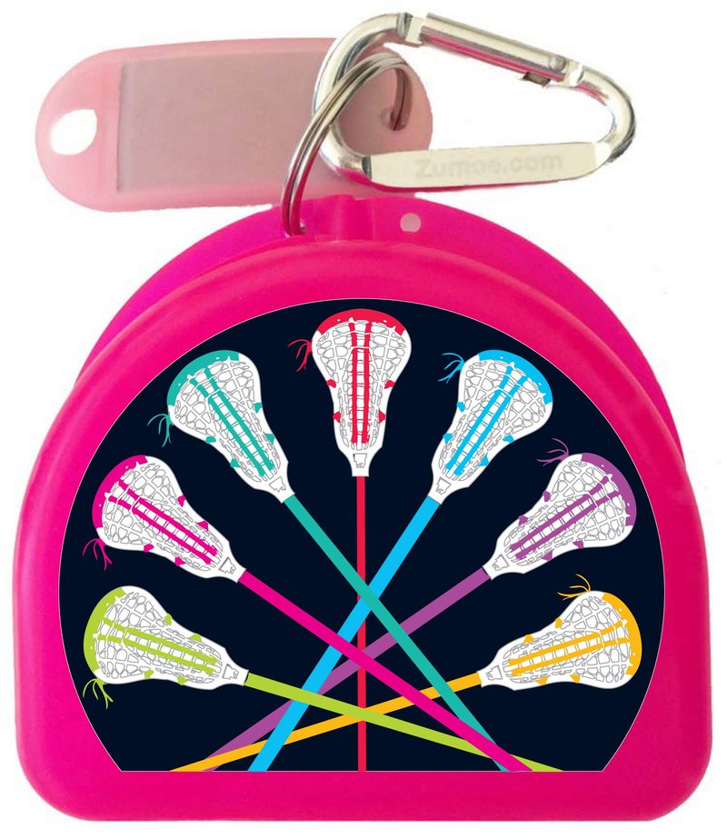 Zumoe Lacrosse Mouthguard Case Retainer Case - Lacrosse Sticks (Pink)