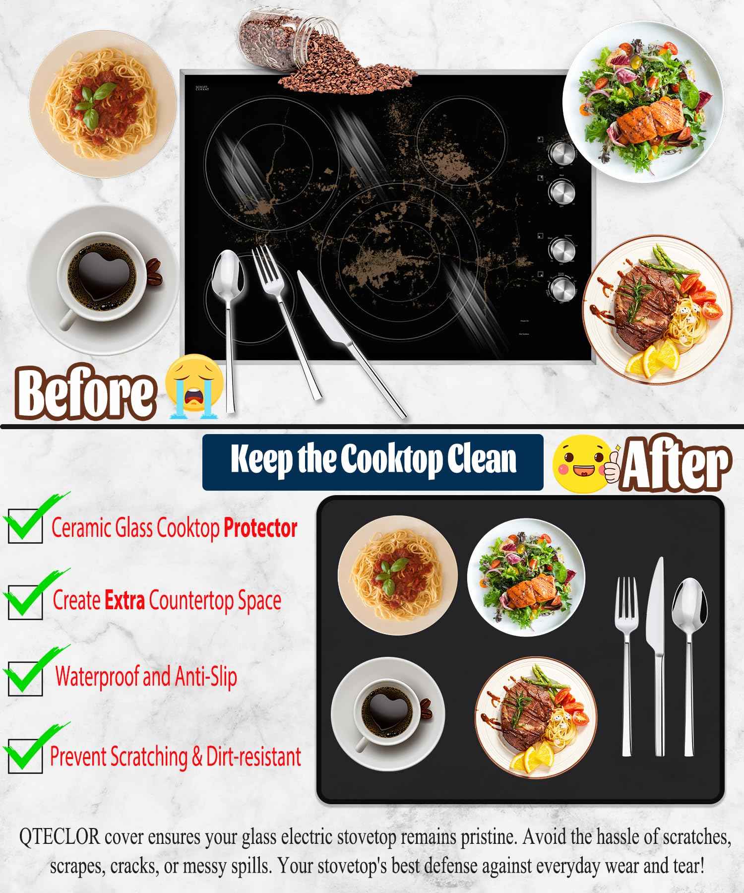 Stove Top Covers, Extra Large Stove Top Cover for Electric, Anti-Slip Waterproof Flat Top Oven Cover Mat Cooktop Cover Protector,Glass Stove Top Protector Expand Stove Space