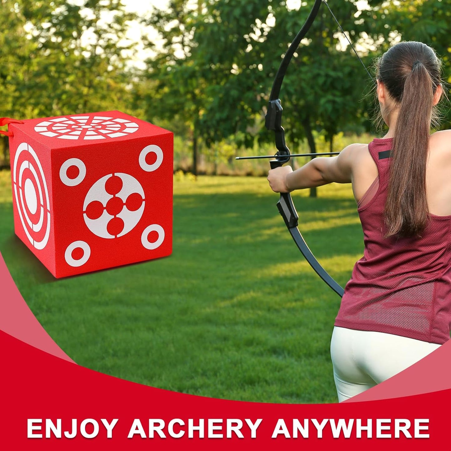 ShinyRelief 3D Foam Archery Target - Lightweight 6-Sided Dice Cube with Handle | 13 x 13 x 13 Inch